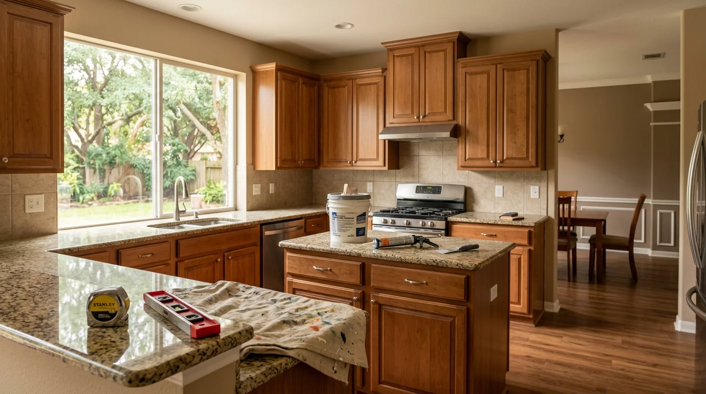 Modern kitchen interior renovation in Cypress home